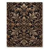 Elegant Black and Gold Ornate Scroll Rug