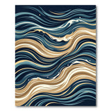 ODIKA Abstract Ocean Wave Washable Area Rug - Low Pile, Non-Slip, Modern Coastal Decor