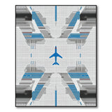 Blue Airplane Geometric Area Rug