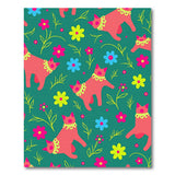 Playful Pink Cartoon Cats Flowers Area Rug