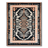 Black Coral Ikat Geometric Tribal Area Rug