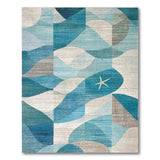 Teal Blue Abstract Starfish Coastal Area Rug