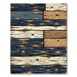 Distressed Navy Wood Plank Patchwork Rug