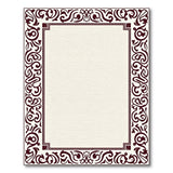 Ornate Maroon Border Beige Area Rug