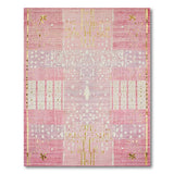 Pink Abstract Area Rug with Gold Accents