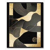 Black Gold Foil Abstract Wave Rug