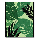 Coastal Beach Vibrant Monstera Leaf Green Area Rug