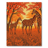 Zebra Family in Autumn Savanna Rug