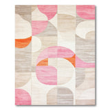 Curved Geometric Abstract Area Rug in Pink Orange