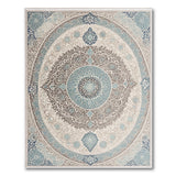 Cream Blue Teal Persian Medallion Area Rug