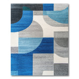 Abstract Geometric Blue Teal Grey Area Rug