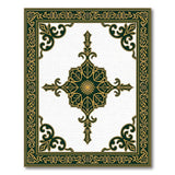 Ornate Green Gold Persian Medallion Rug