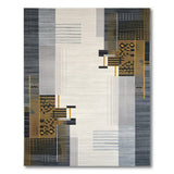Modern Grey Geometric Area Rug with Gold Accents