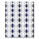 Navy Blue Geometric Fish Pattern Area Rug