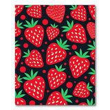 Red Fruit Pattern Vibrant Strawberry Fruit Pattern Area Rug