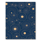 Navy Blue Concentric Circles Gold Outline Area Rug