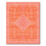 Orange Southwestern Area Rug with Deer Motifs