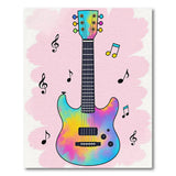 Vibrant Tie-Dye Electric Guitar Music Area Rug