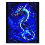 Blue and Teal Majestic Blue Dragon Lightning Area Rug