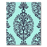 Floral Vintage Blue and Teal Teal Damask Floral Area Rug