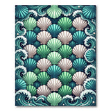 Teal Seashell Mosaic Coastal Rug