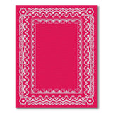 Ornate Red Border Area Rug with White Lace Patterns