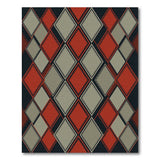Red Grey Diamond Geometric Area Rug