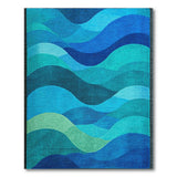 Cascading Blue Waves Abstract Area Rug
