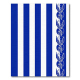 Navy Blue Striped Rug with Tribal Eagle Border