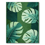Lush Monstera Leaf Emerald Green Area Rug