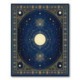 Celestial Navy Blue Mandala Rug with Gold Accents