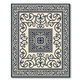 Ornate Black Ivory Traditional Persian Rug