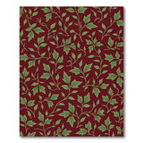 Lush Green Leaves on Deep Maroon Floral Area Rug