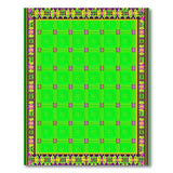 Vibrant Green Butterfly Grid Tribal Rug