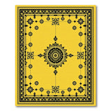 Ornate Yellow Persian Area Rug with Black Floral Mandala