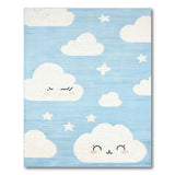 Cute Clouds Stars Blue Kids Area Rug