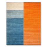 Modern Blue Orange Color Block Area Rug
