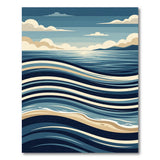 Layered Ocean Waves Coastal Area Rug