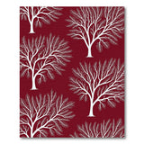 White Bare Tree Silhouettes on Deep Red Area Rug