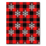 Festive Red Black Plaid Snowflakes Area Rug