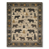 Woodland Bear Moose Silhouette Rug