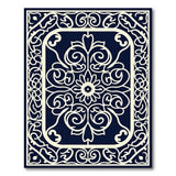 Traditional Persian Navy Blue Ornate Floral Medallion Rug