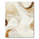 Abstract Beige Gold Wave Area Rug
