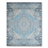 Blue Teal Persian Diamond Motif Area Rug
