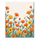 Vibrant Orange Daisy Floral Area Rug