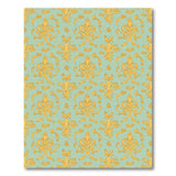 Teal Gold Ornate Damask Area Rug