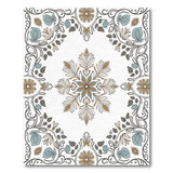 Teal Floral Medallion Border Area Rug