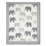 Playful Grey Elephant Kids Area Rug