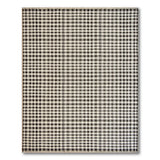 Distressed Black White Checkered Fringe Rug