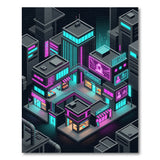 Multi-color and Patterns Neon Cyberpunk Cityscape Area Rug